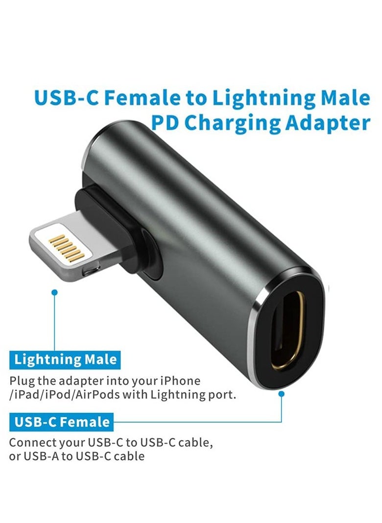 Generic 2 PCS Type C Female to Lighting Male, 90 Degree Adapter for iPhone iPad, USB C to iPhone Elbow Angle Adapter Converter, Type C Female to Lighting Male Adapter USB C to Phone Adapter Converter  - Image 4