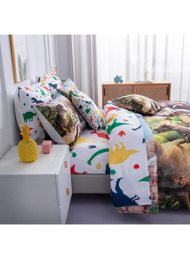 NiuOne 9 Piece Dinosaur Comforter Set Bed in a Bag Full Size for Teen Kids Adults, 3D Jungle Dinosaur Quilt Set - Image 5