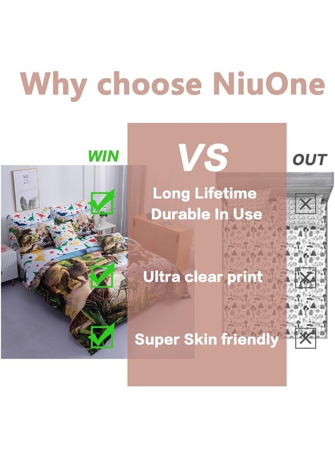NiuOne 9 Piece Dinosaur Comforter Set Bed in a Bag Full Size for Teen Kids Adults, 3D Jungle Dinosaur Quilt Set - Image 3