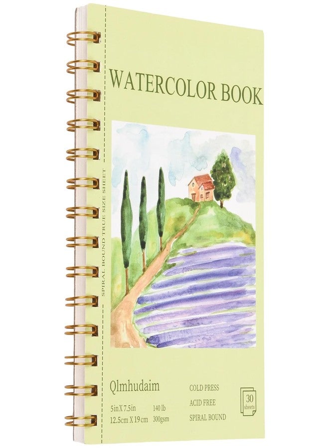 Qlmhudaim 5x7.5 Inch Spiral Watercolor Paper Pad - 30 Sheets 140lb/300g Acid-Free Artist Paper | Tear-Line Perforated Pages for Framing & Mixed Media |Watercolor, Art Journaling (Adults, Students, Travel) - Image 1