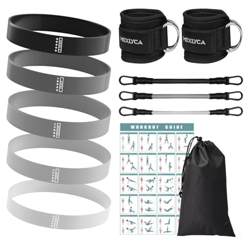 Mexlyca Resistance Bands Set – Resistance Band and Adjustable Ankle Exercise Bands with Cuffs Great Equipment for Training, Working Out, Yoga,Home Gym with Training Guidance & Carry Bag,Set of 8 (Black) - Image 2