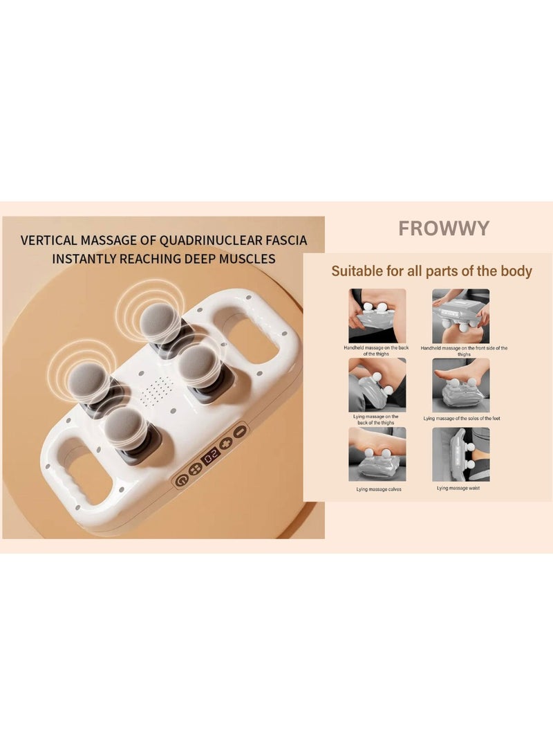 جهاز مساج و تدليك لاسلكي/قابل لإعادة الشحن/4 رؤوس/6 أوضاع/شاشة LCD/عرض رقمي/ضوضاء منخفضة - Image 5