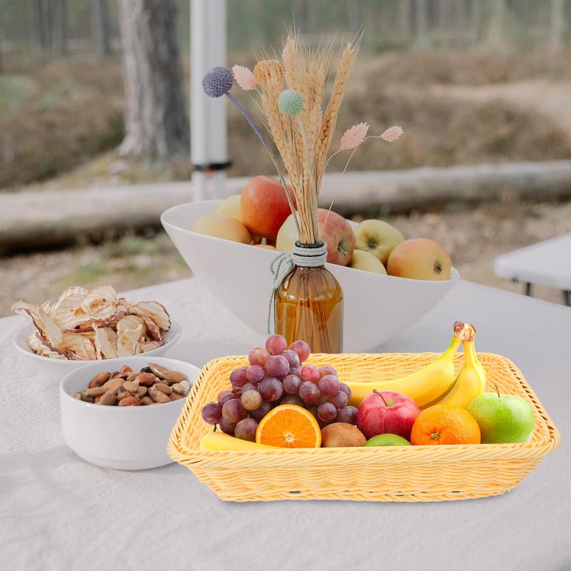 Woven Rattan Bread Basket with Lid 35x25x15cm Kitchen Dining Table Storage Organizer - Image 5