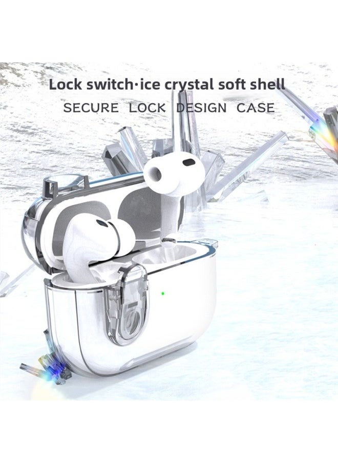 Generic - For AppleAirPods1/2nd Generation Bluetooth Headset Protective Cover Transparent Soft Airpods Pro2 Ice Crystal Lock-Color:Transparent Powder-Model:Airpods Pro2 Generation - Image 1