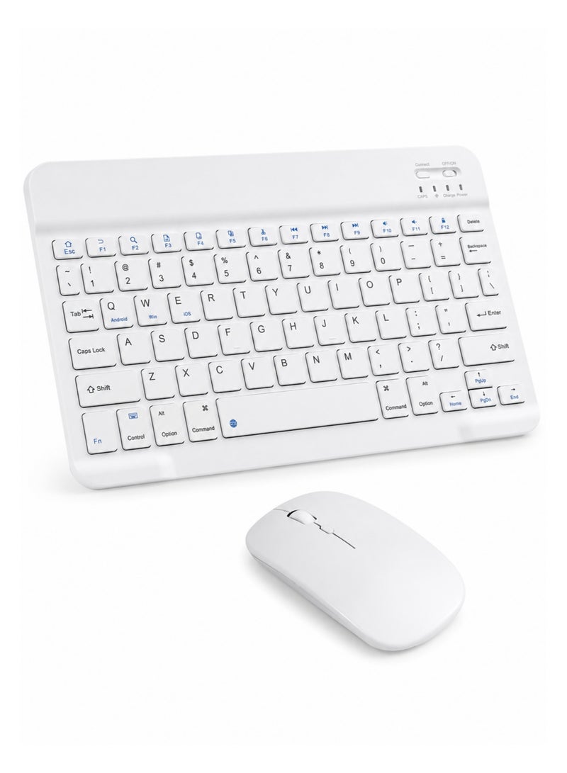 vexa pro Ultra Slim Bluetooth Wireless Keyboard and Mouse Combo Rechargeable for iPad iPhone Android Windows White - Image 1