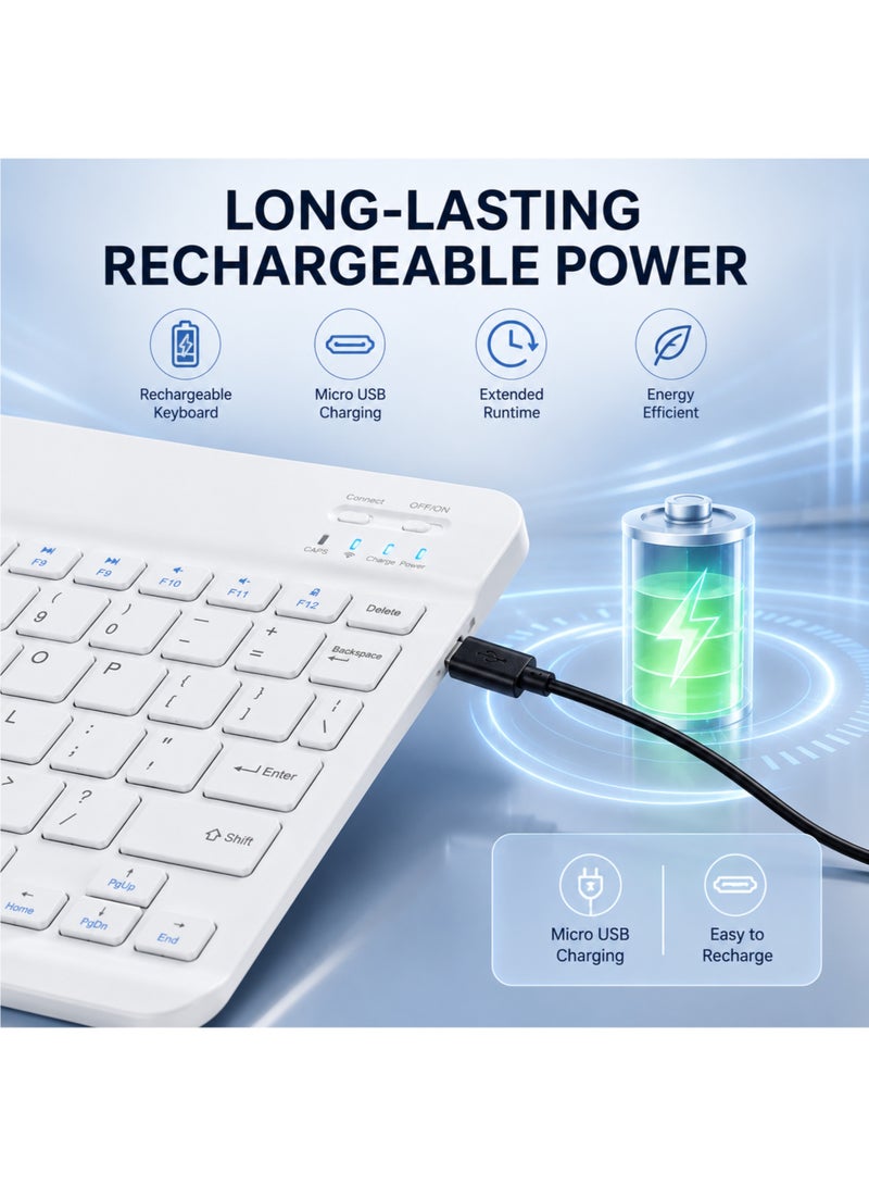 vexa pro Ultra Slim Bluetooth Wireless Keyboard and Mouse Combo Rechargeable for iPad iPhone Android Windows White - Image 5