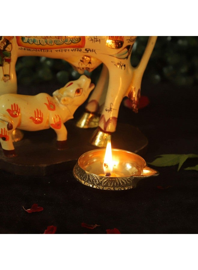 TIED RIBBONS Set Of 10 Brass Diya For Puja Room Oil Lamp Decoration Items For Home Decor Office (2.8 Cm X 6.3 Cm, Brass) - Image 4