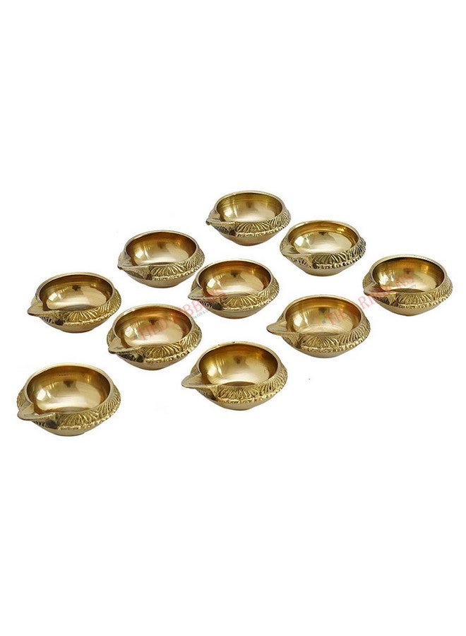 TIED RIBBONS Set Of 10 Brass Diya For Puja Room Oil Lamp Decoration Items For Home Decor Office (2.8 Cm X 6.3 Cm, Brass) - Image 5