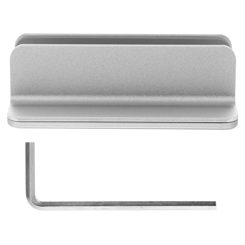 Silver Vertical Laptop Stand Aluminum Alloy Cooling Holder for Desk Tablet Office Home Use - Image 2