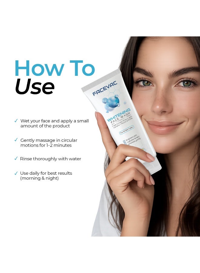 Malika FaceVac Whitening Face Wash 100ml | Triple Extract Formula with Centella & PDRN | Brightening, Deep Cleansing & Hydrating | All Skin Types - Image 4