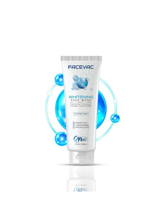 Malika FaceVac Whitening Face Wash 100ml | Triple Extract Formula with Centella & PDRN | Brightening, Deep Cleansing & Hydrating | All Skin Types - Image 1
