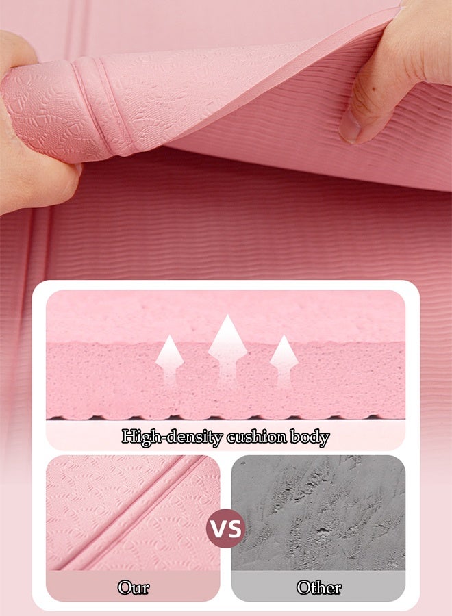 DUNISO حصيرة يوغا قابلة للطي محمولة، حصيرة لياقة بدنية سميكة مع حقيبة تخزين، حصيرة يوغا صديقة للبيئة غير قابلة للانزلاق، مناسبة لليوغا، والبيلاتس، واللياقة البدنية أثناء السفر، 183*61*0.6 سم، وردي - Image 5