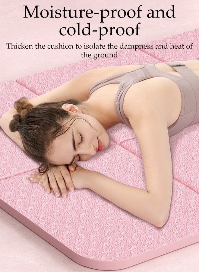 DUNISO حصيرة يوغا قابلة للطي محمولة، حصيرة لياقة بدنية سميكة مع حقيبة تخزين، حصيرة يوغا صديقة للبيئة غير قابلة للانزلاق، مناسبة لليوغا، والبيلاتس، واللياقة البدنية أثناء السفر، 183*61*0.6 سم، وردي - Image 4