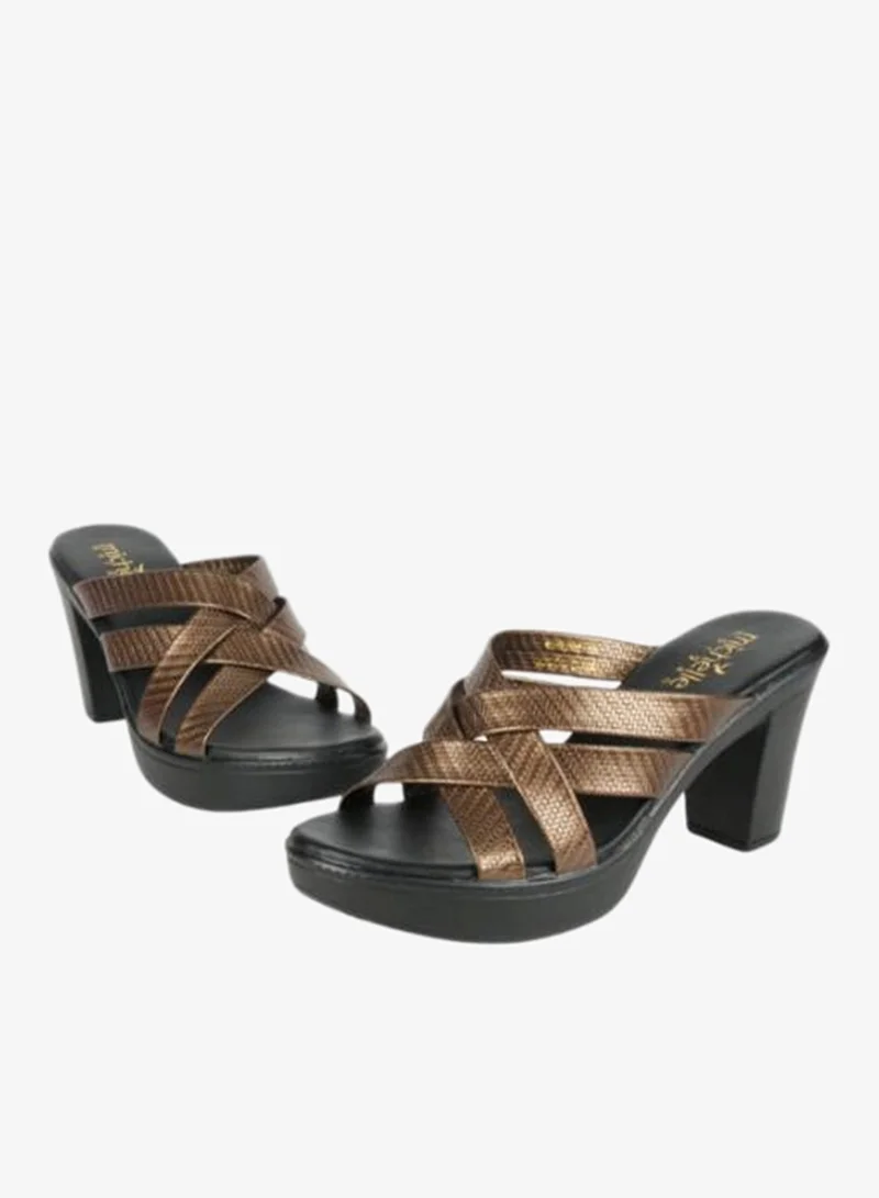 Michelle Morgan Bronze 092-2895 Michelle Morgan Ladies Block Heel Sandals 414RJ868 Bronze for Women | Best Price UAE