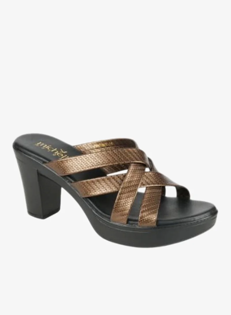 Michelle Morgan 092-2895 Michelle Morgan Ladies Block Heel Sandals 414RJ868 Bronze