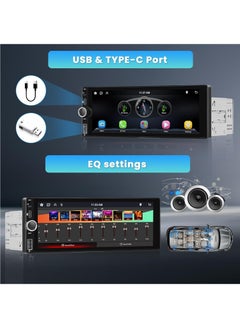 زيستيك ستيريو سيارة مقاس 6.9 بوصة مع Carplay لاسلكي وجهاز استقبال راديو بشاشة لمس عالية الدقة يعمل بنظام Android Auto مع بلوتوث 5.1 Audio FM/RDS EQ SWC Mirror Link AUX/TF/USB Type-C منفذ كاميرا احتياطية  - Image 4