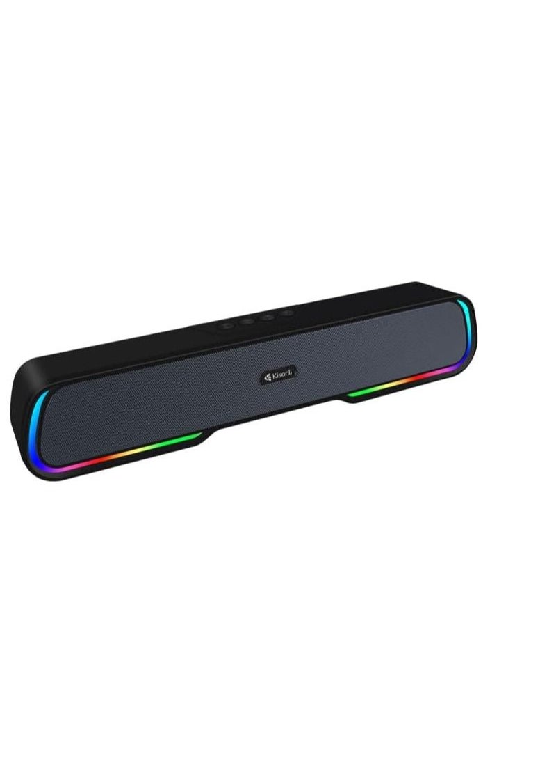 Kisonli LED-913 Portable Rechargeable Battery Powered Soundbar bluetooth gaming colorful light speaker with RGB light (Black) - pzsku/Z4CE91D60E52DCC39512DZ/45/_/1693741706/ae71f9fb-a582-4c11-ae53-4331c614fb53