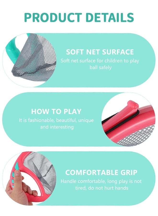 GROIC طقم لعبة 2 شبكة رمي ولقط مع كرة شاطئ، ألعاب، مجموعة رمي كرات مثالية للرياضات الخارجية، الشاطئ، مجموعات الملعب للأطفال / العائلة - Image 2