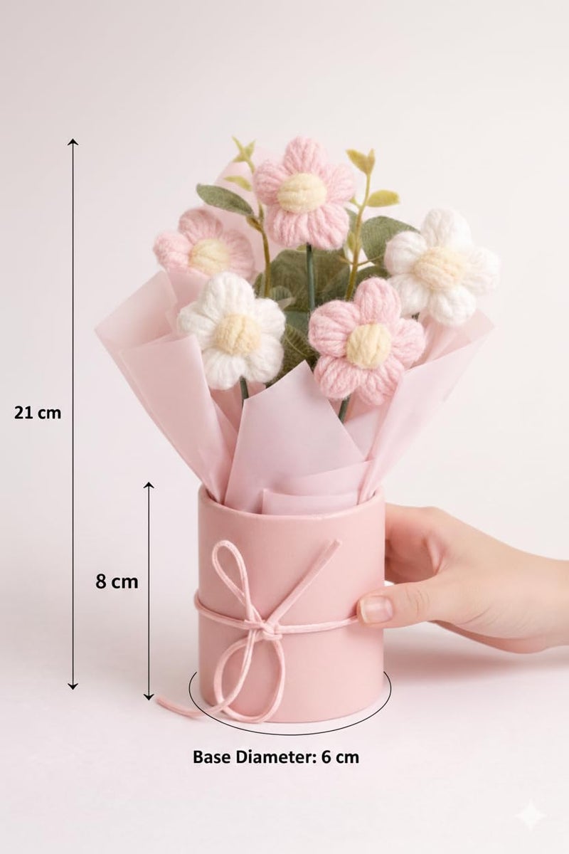 AEROSTARK Handmade Crochet Flower Bouquet Gift – Artificial Flowers for Home Décor & Gifting | Long Lasting Birthday, Anniversary, Valentine’s Day Gift for Girls for Women - Image 2