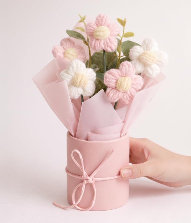 AEROSTARK Handmade Crochet Flower Bouquet Gift – Artificial Flowers for Home Décor & Gifting | Long Lasting Birthday, Anniversary, Valentine’s Day Gift for Girls for Women - Image 1