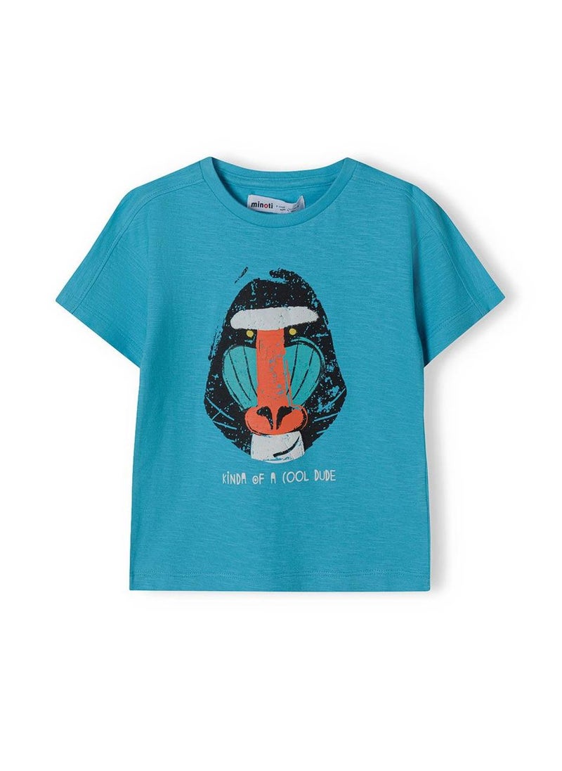 MINOTI Boys t-shirt oversized slub turquoise - Image 2