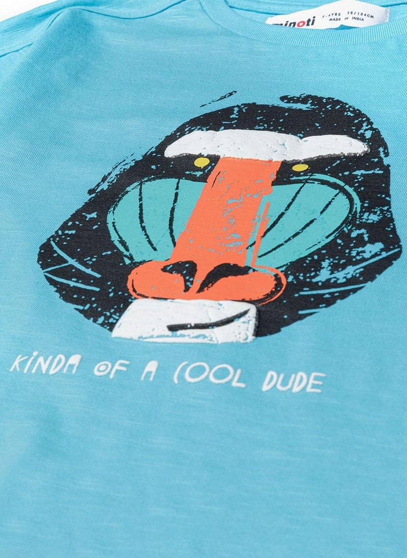 MINOTI Boys t-shirt oversized slub turquoise - Image 4