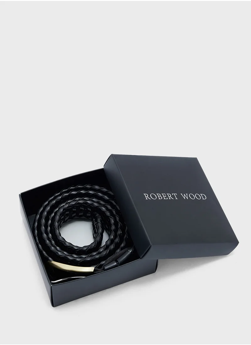 Robert Wood Genuine Leather Braided Belt