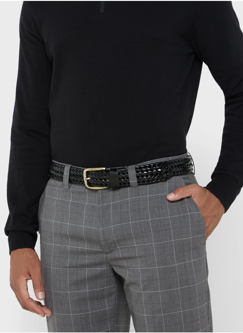 Robert Wood Genuine Leather Braided Belt