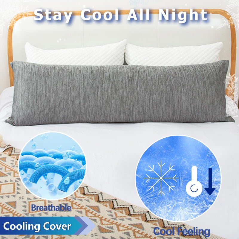 1 MIDDLE ONE Body Pillow, Cooling Memory Foam Body Pillows for Adults Sleeping, Long Pillow for Bed, Big Large Firm Full Body Pillow for Side Sleeper, 20x54 Inch, Cooling Grey - Image 3