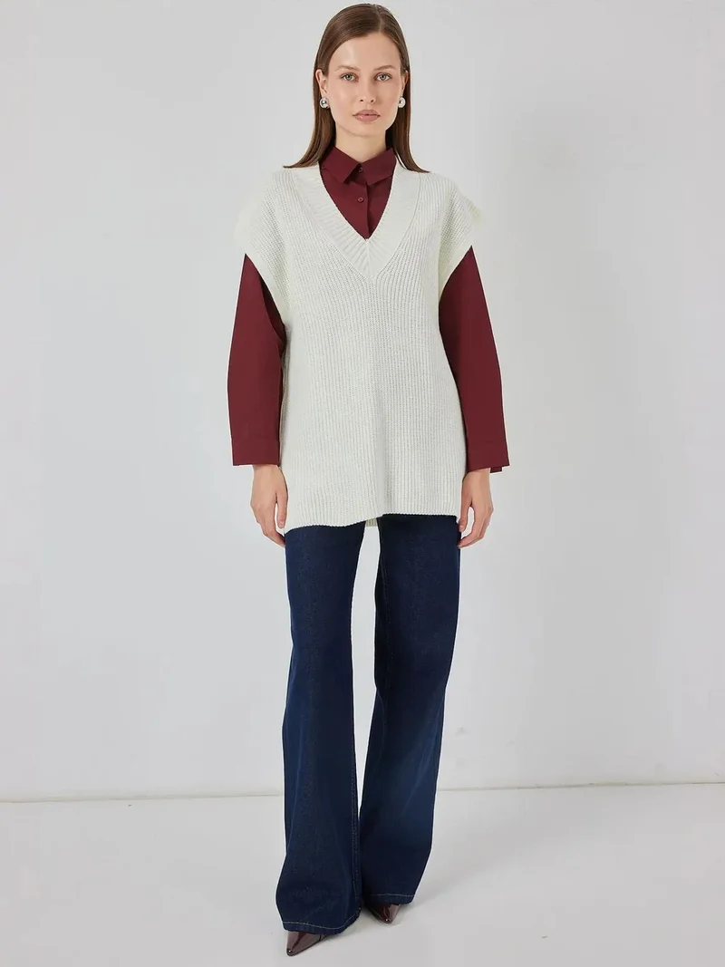 BIG DART BDART Ribbed Textured Loose Knit Sweater Vest