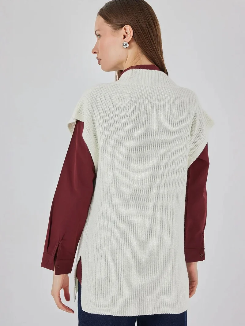 BIG DART BDART Ribbed Textured Loose Knit Sweater Vest