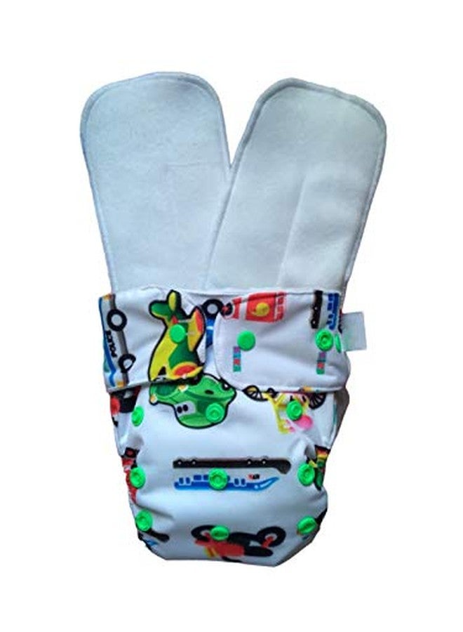 Kika Reusable Cloth Diapers For Babies Washable Cloth Diapers With Two Super Absorbing Inserts Waterproof Diaper Adjustable Size (KikA-Vehicle) - Image 2