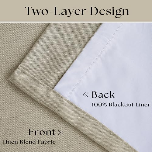TWODRAPES Greyish Beige Pinch Pleated Linen Blackout Curtains 96 Inch Length 2 Panels for Living Room Bedroom Light Blocking Pinch Pleat Curtains with 100% Blackout Liner Thermal Insulated Taupe Burlywood 8FT - Image 4