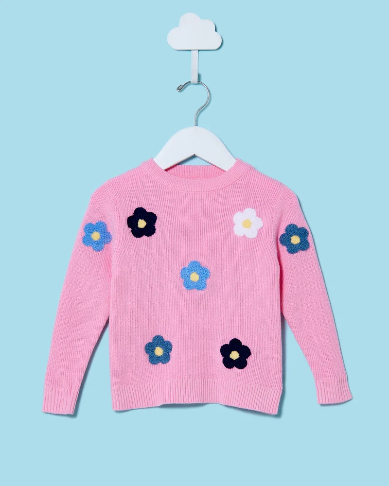 Redtag Infant Girls Pink Pullover With 3D Flower