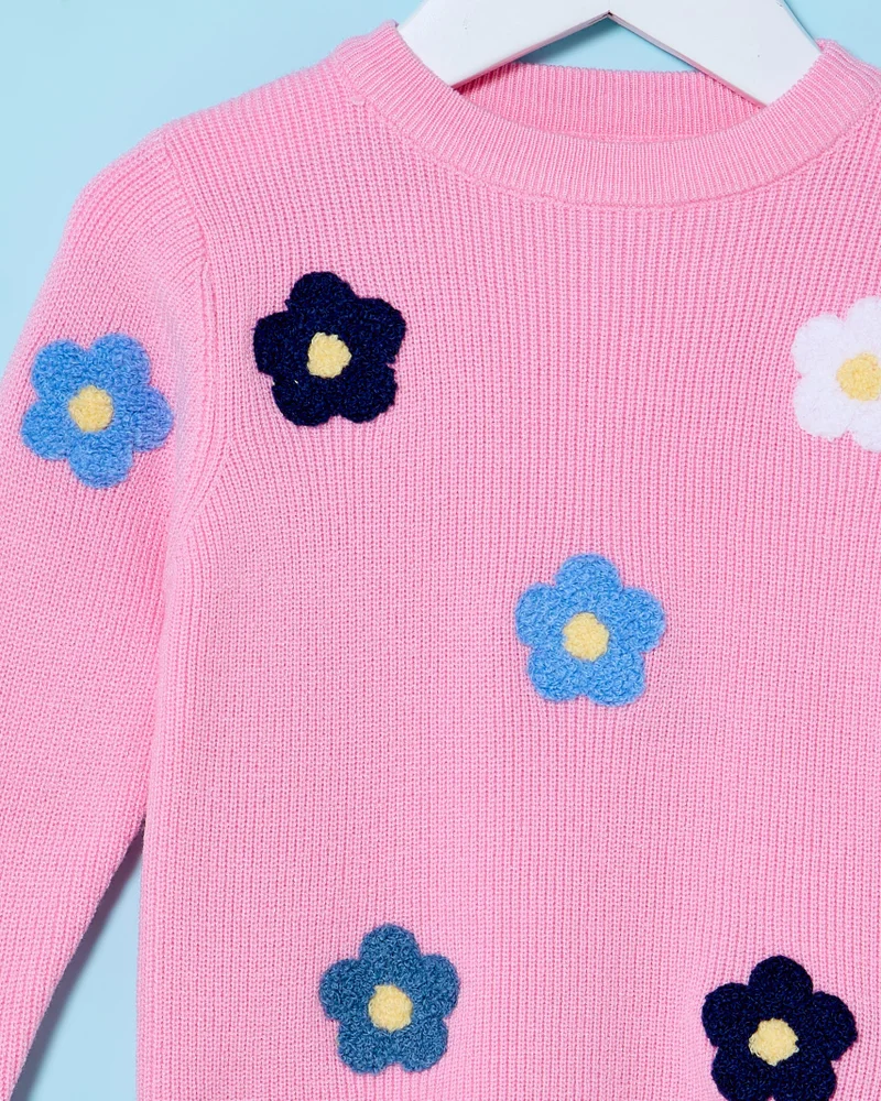 Redtag Infant Girls Pink Pullover With 3D Flower