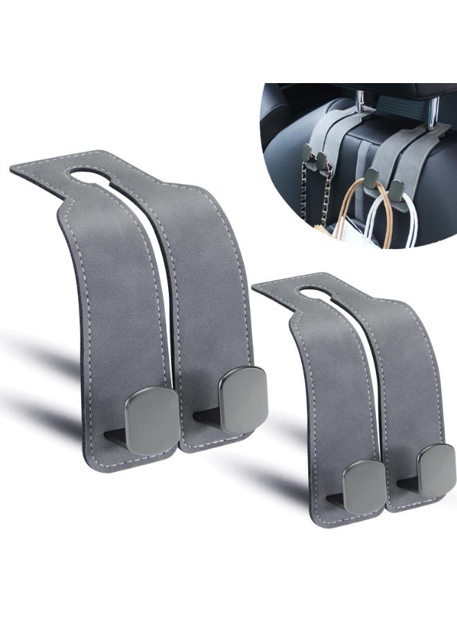Chabeia 2pcs Grey,Leather Car Back Seat Organizer Hooks, Headrest Hooks ,Car Hand Bag Hooks, Toy Organizer Hooks,Car Seat Back Storage Hook, Car Purse Hook, Car Seat Hooks for Headrest,Purses ,Bags - Image 1