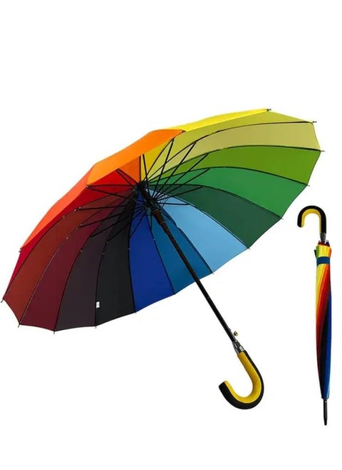 YALLABUYIT Large Color Rainbow Umbrella with 16 Ribs