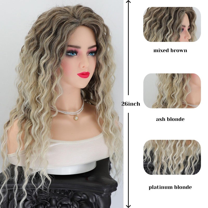 Fencca Wigs Auburn Long Curly Wig Synthetic Wigs for Women Dark Orange Free Part Full Curly Wig Long Wavy Hair Replacement Wig - Image 2