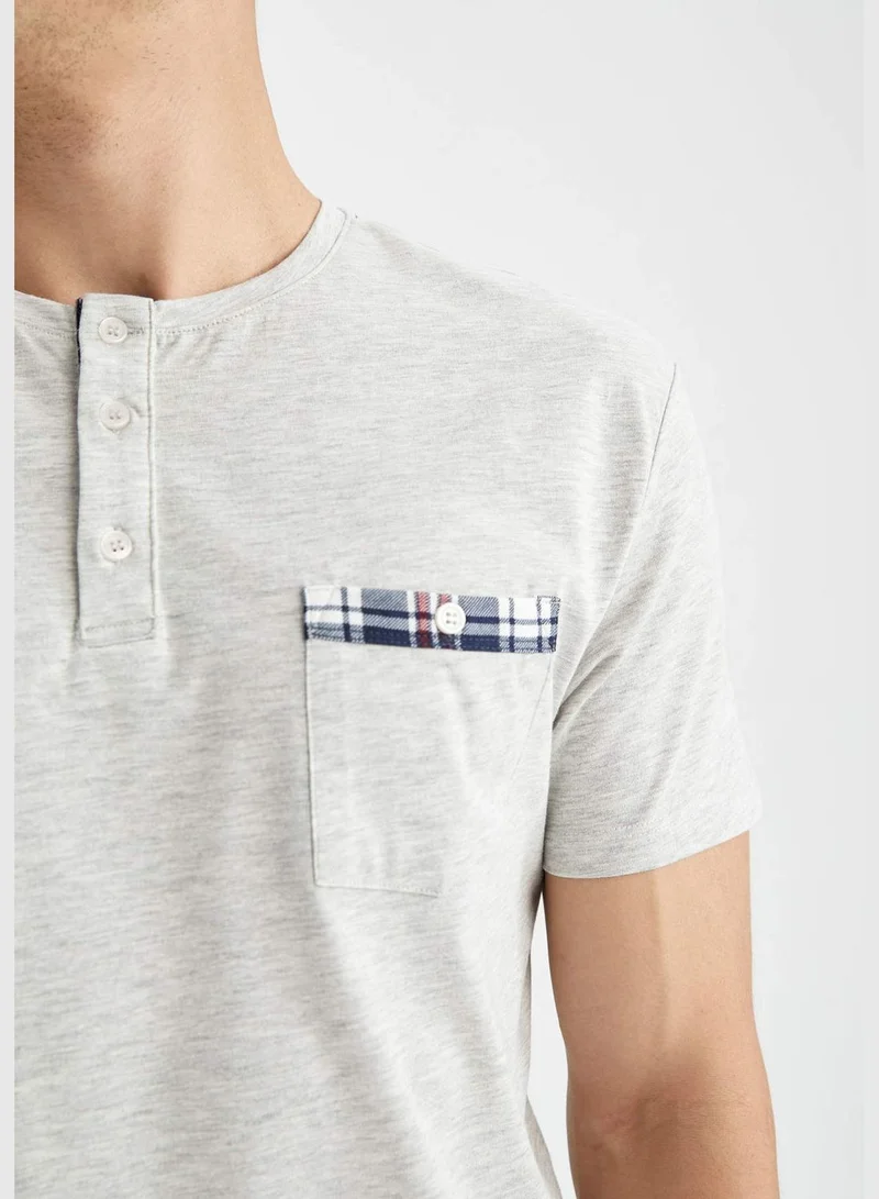 DeFacto Regular Fit Short Sleeve Check Print Pyjama Set