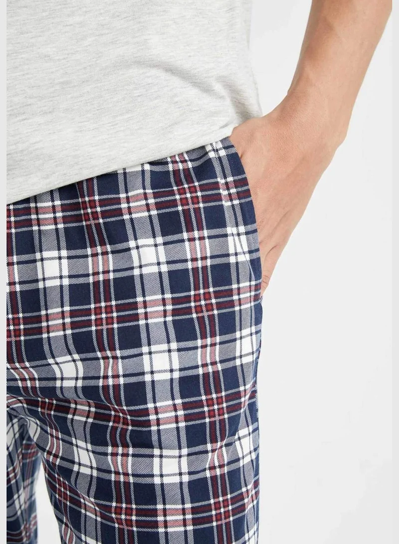 DeFacto Regular Fit Short Sleeve Check Print Pyjama Set