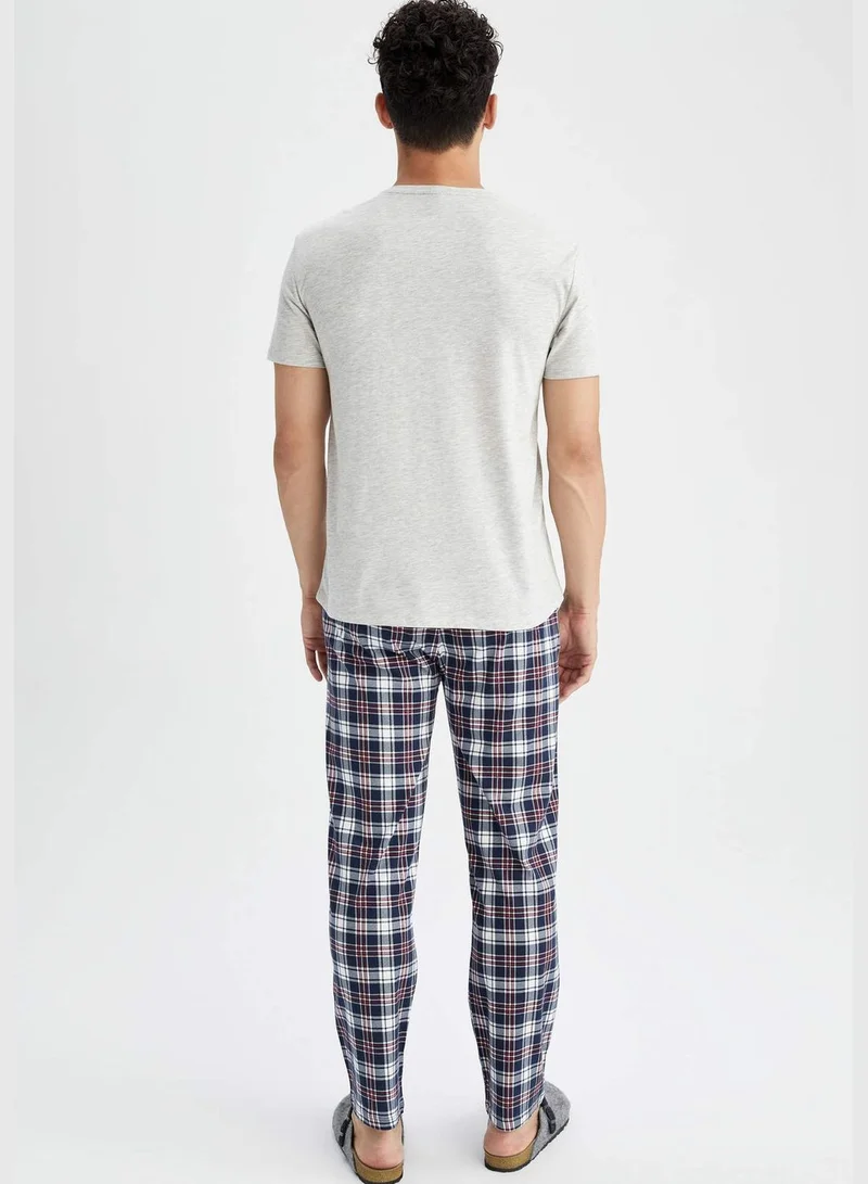 DeFacto Regular Fit Short Sleeve Check Print Pyjama Set