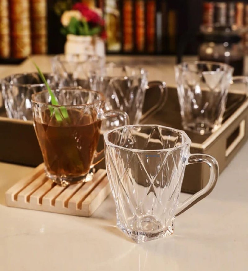 SYANKA Premium Glass Coffee Mugs Tea Cups Set of 6-175 ML, Transparent, Glass Cups Set for Tea, Coffee, Green Tea, Herbal Tea, Lemon Tea, Milk Cup, Hot/Cold Drinks Cups - Image 5