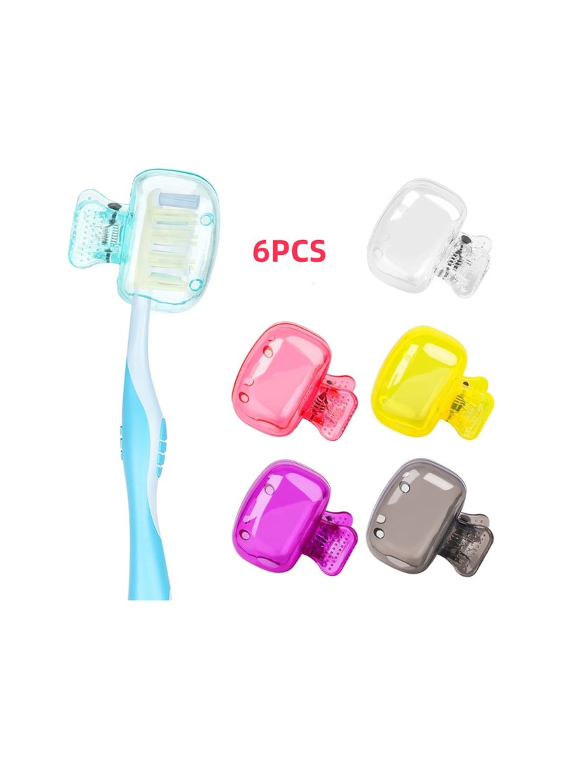 Toothbrush Head Cover Cap 6 Pack Toothbrush Coverings Clips Portable Toothbrush Protector Toothbrush Storage Head Cover for Bathroom Home Travel Toothbrush Case - Image 1