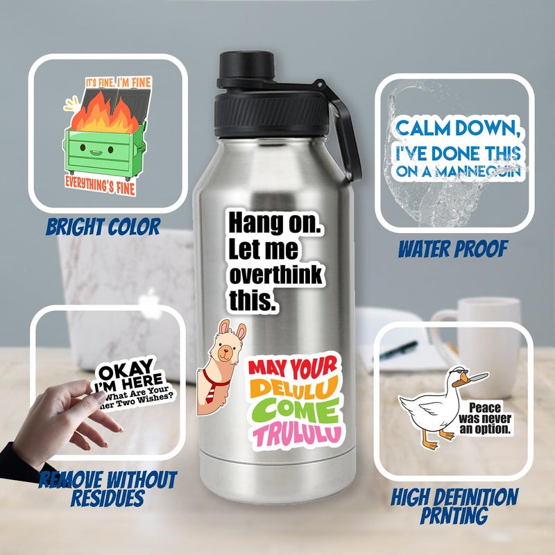 Debinolo 130 Pcs Funny Saying Stickers for Adults Quote Water Bottles Stickers Pack Waterproof Cool Accesory for Laptop, Bumper, Phone, Hard Hats, Wall, Window Decals - Image 2
