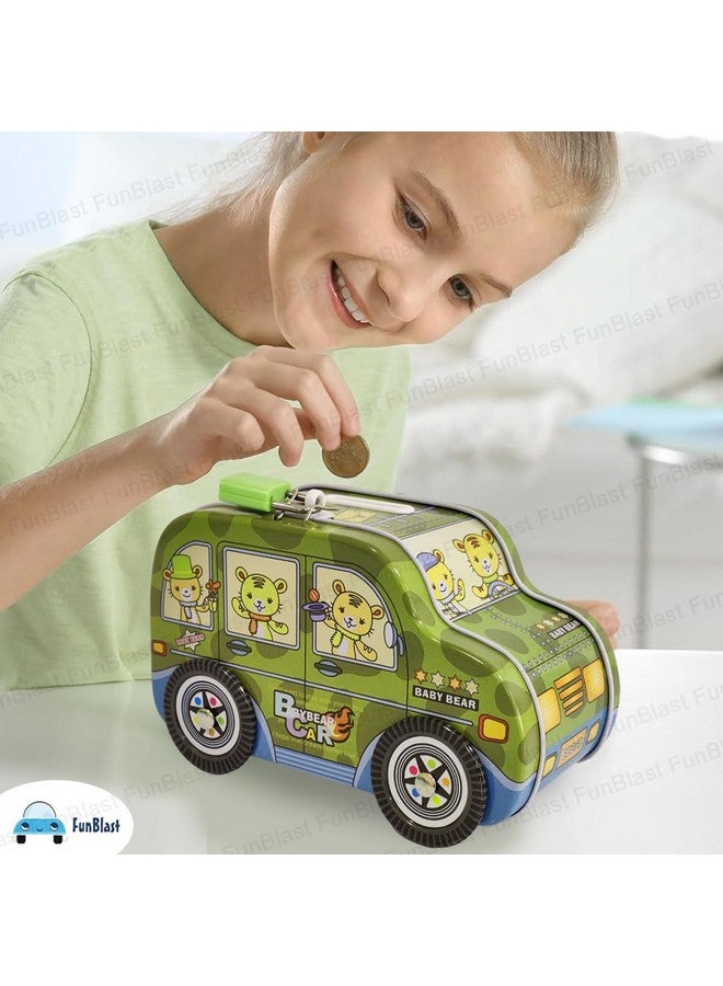 فنبلاست حصالة نقود على شكل سيارة مع عجلة متحركة للأطفال، حصالة نقود للأطفال، صندوق نقود للأطفال، حصالة نقود للأطفال (دب) - Image 2