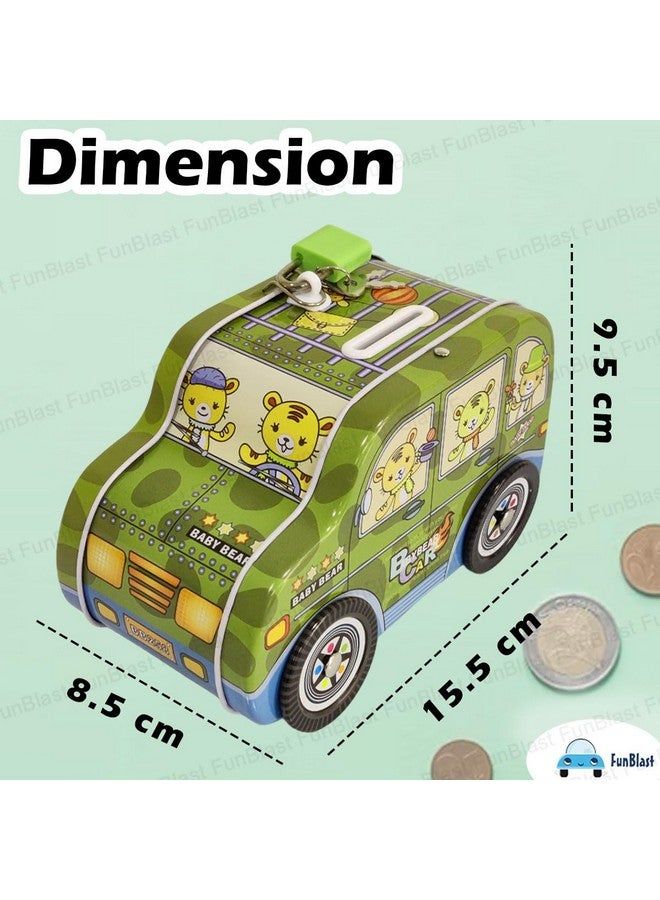 فنبلاست حصالة نقود على شكل سيارة مع عجلة متحركة للأطفال، حصالة نقود للأطفال، صندوق نقود للأطفال، حصالة نقود للأطفال (دب) - Image 3
