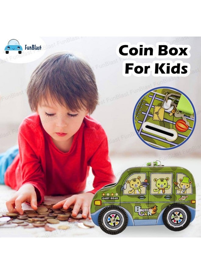 فنبلاست حصالة نقود على شكل سيارة مع عجلة متحركة للأطفال، حصالة نقود للأطفال، صندوق نقود للأطفال، حصالة نقود للأطفال (دب) - Image 5