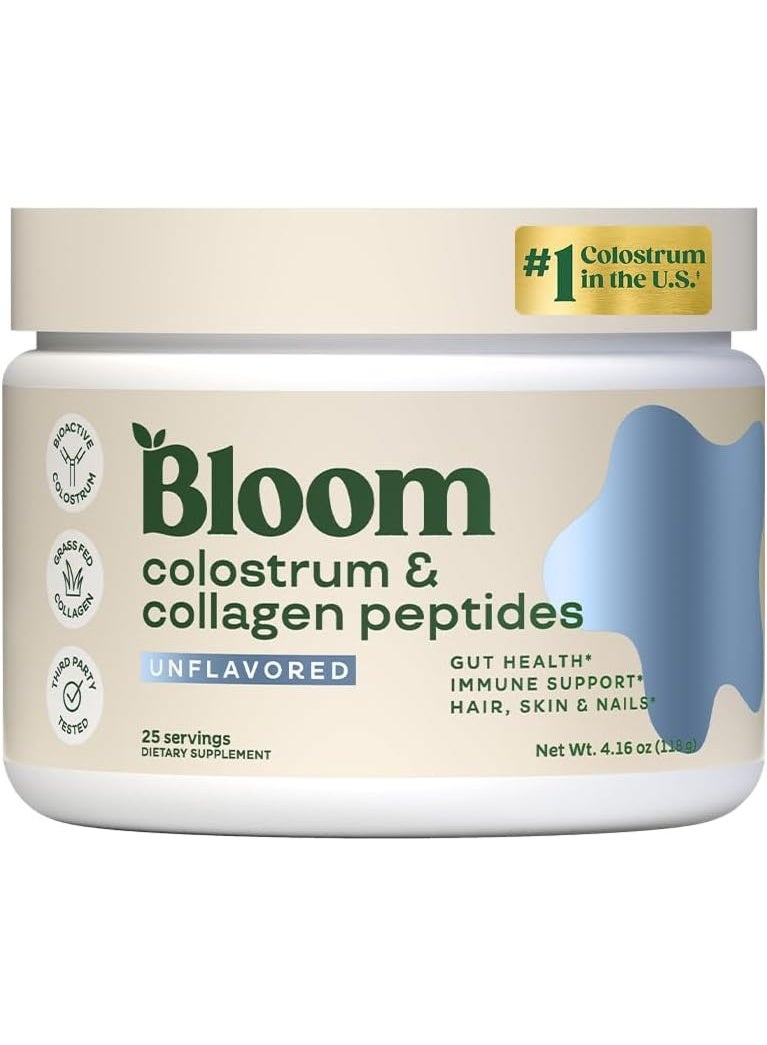 Bloom Nutrition Bovine Colostrum Powder with Vitamin B-12 for Gut Health, Immune Support, Hair Growth & Beauty Supplement | Unflavored, 25 Servings - Image 1