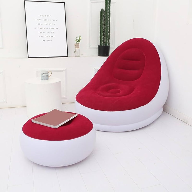 XPY-V9 Inflatable Sofa with Air Pump, Inflatable Lounge Chair, Air Couch Footrest, Lazy Necessity Furniture, Gaming Reading & Movie Watching Lounger,Outdoor Travel Camping Picnic, (Red) - Image 2