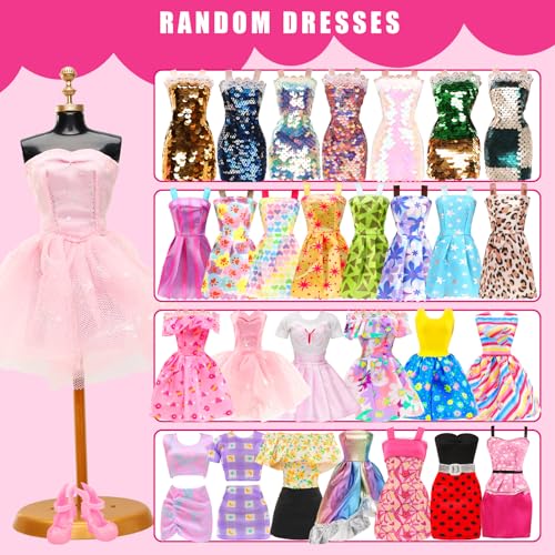 ENOCHT 57 PCS Doll Clothes and Accessories 3 Wedding Gowns 3 Tops 3 Pants 3 Fashion Dresses 1 Evening Dresses 2 Swimsuits Bikini 6 Braces Skirt 10 Hangers 15 Shoes and 14 Accessories Toys for 11.5 inch Doll - Image 3